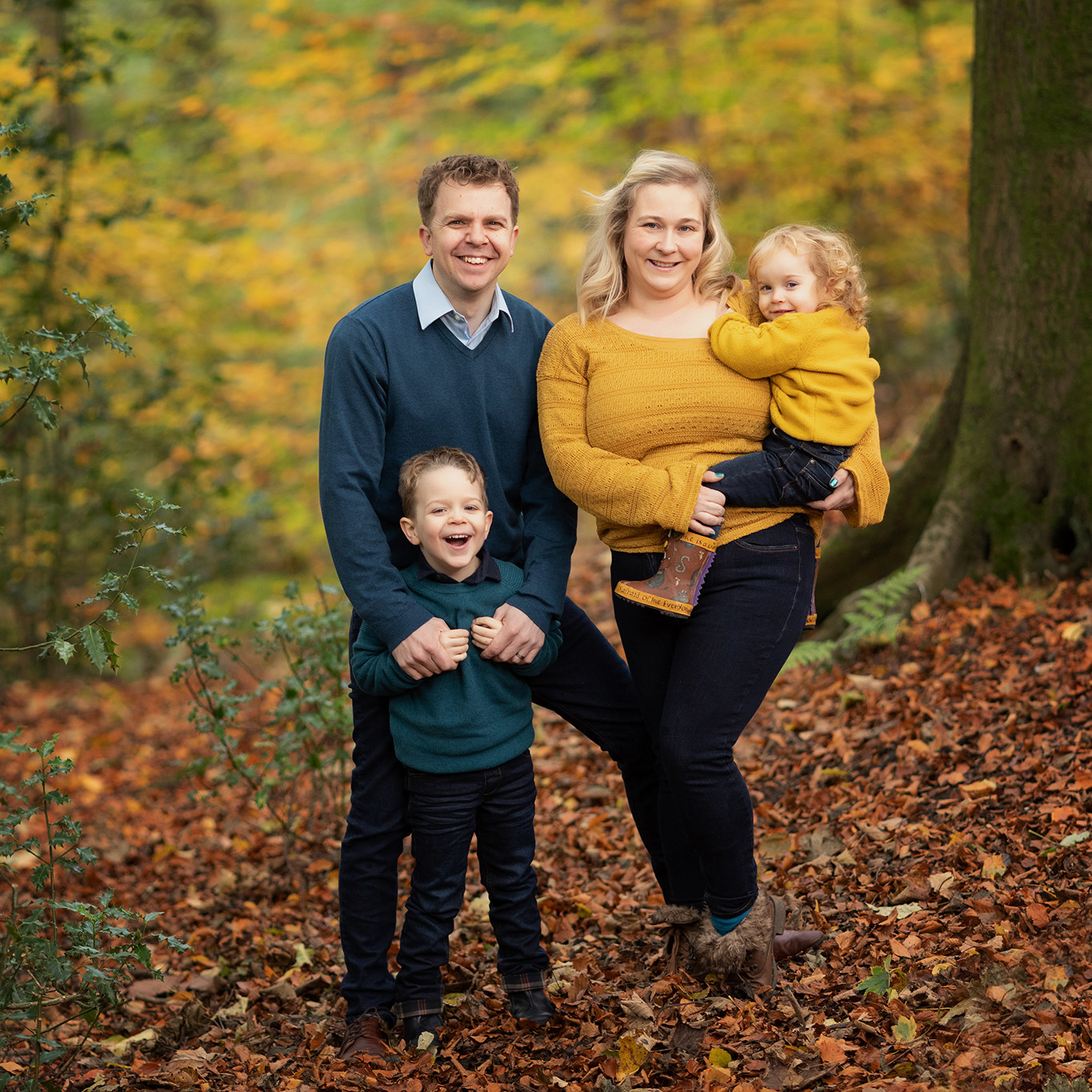autumn family portrait outdoors on location by Family photographer Lancashire