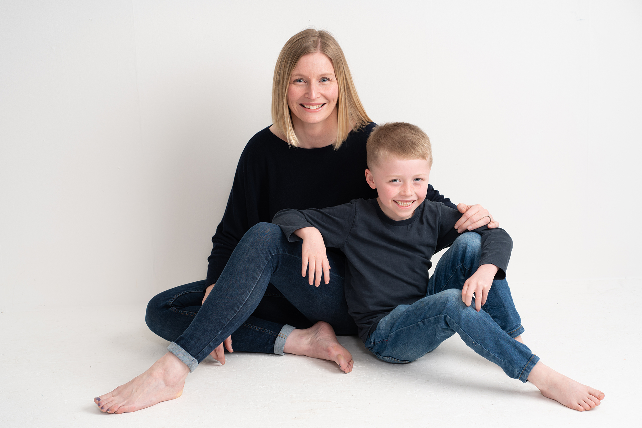 mum with son white studio photographer by Family photographer Lancashire