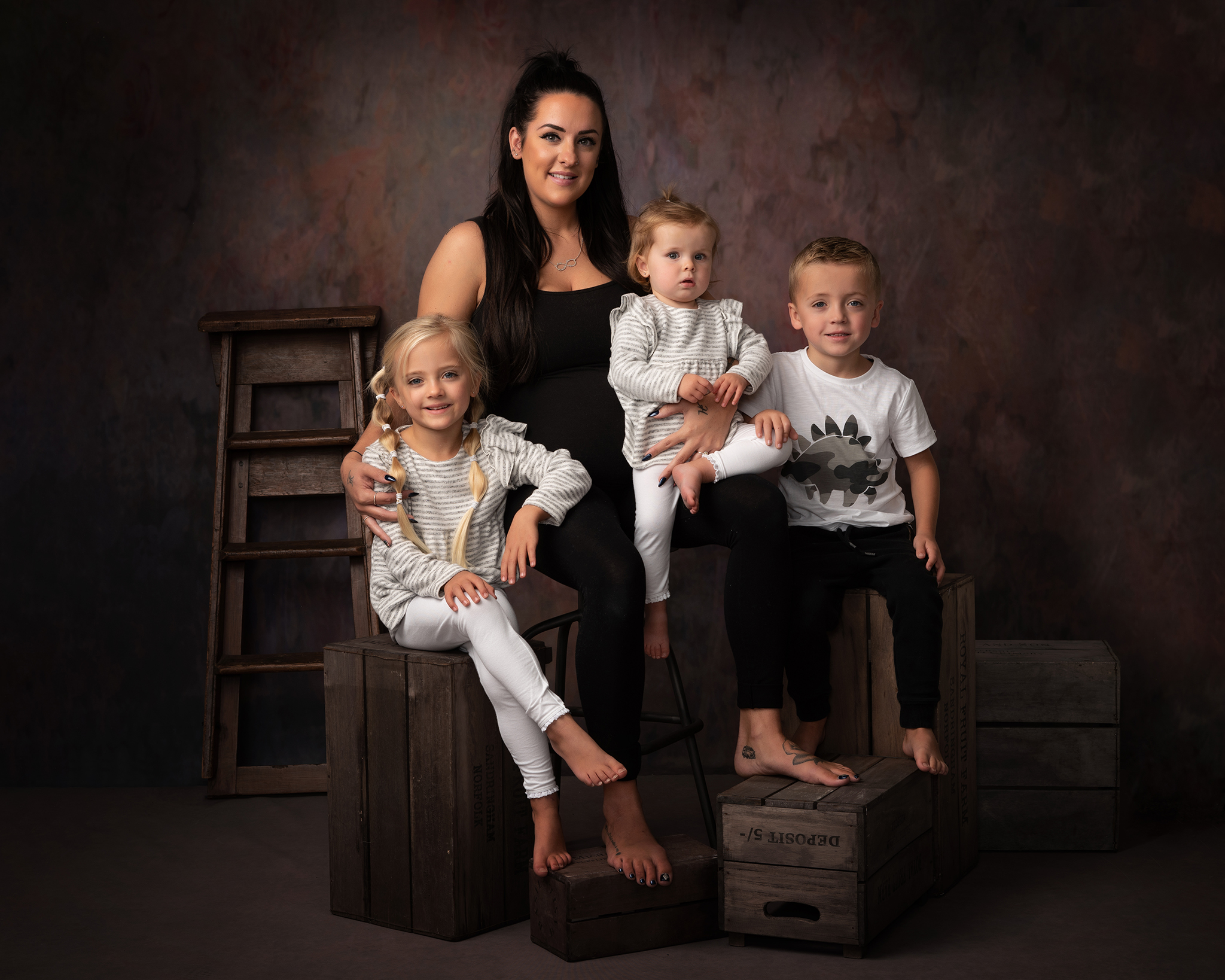 mum with children studio portrait by Family photographer Lancashire