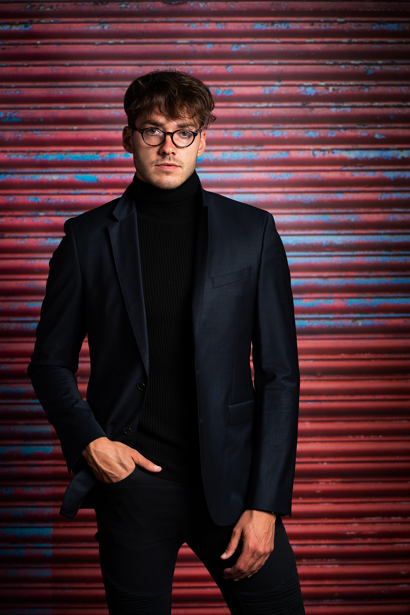 Male in grey suit model portfolio shoot by Portrait photographer Preston