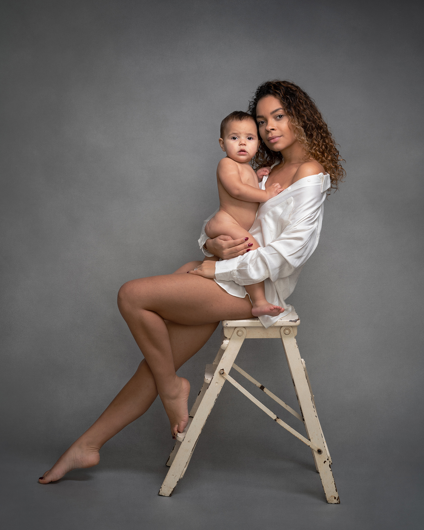 Mummy and baby portrait in studio by Family photographer Lancashire